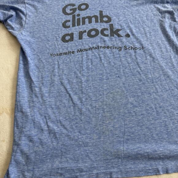Vintage 70s Go Climb A Rock Ringer Shirt XL Yosemite Mountaineering Mayo Spruce - Picture 3 of 9